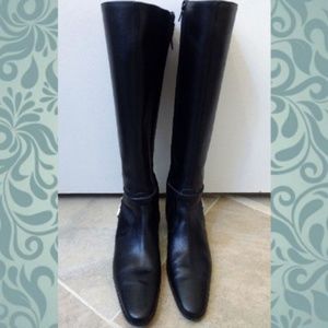 Studio Pollini 37 Italy Tall Black Leather Boots